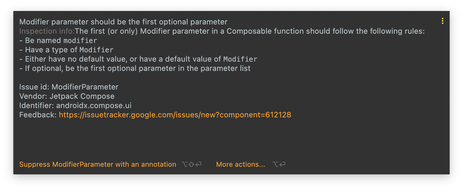 Modifier parameter shouble be the first optional parameter